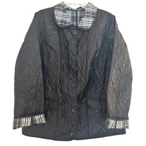 REVERSIBLE Wega Sport Black Quilted Jacket with Plaid Contrast - Size L
